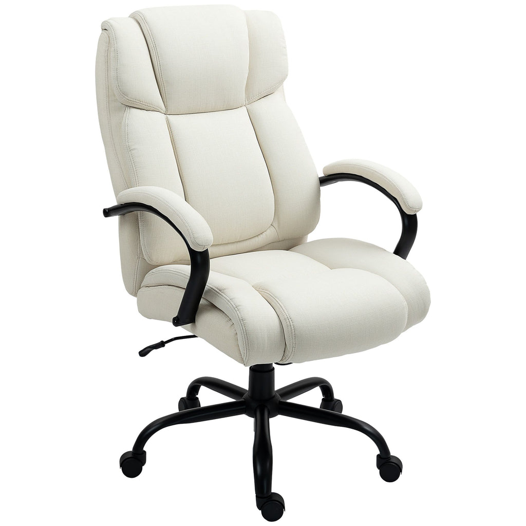 High Back Office Desk Chair, 485lbs Heavy Duty Desk Chair with Swivel Wheels, Cream White