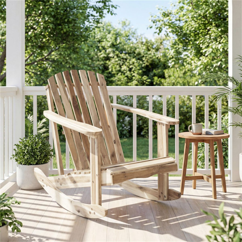 High Fanned Back Outdoor Rocker, 4.5" Wide Armrests Soothing Rocking Motion for Backyard