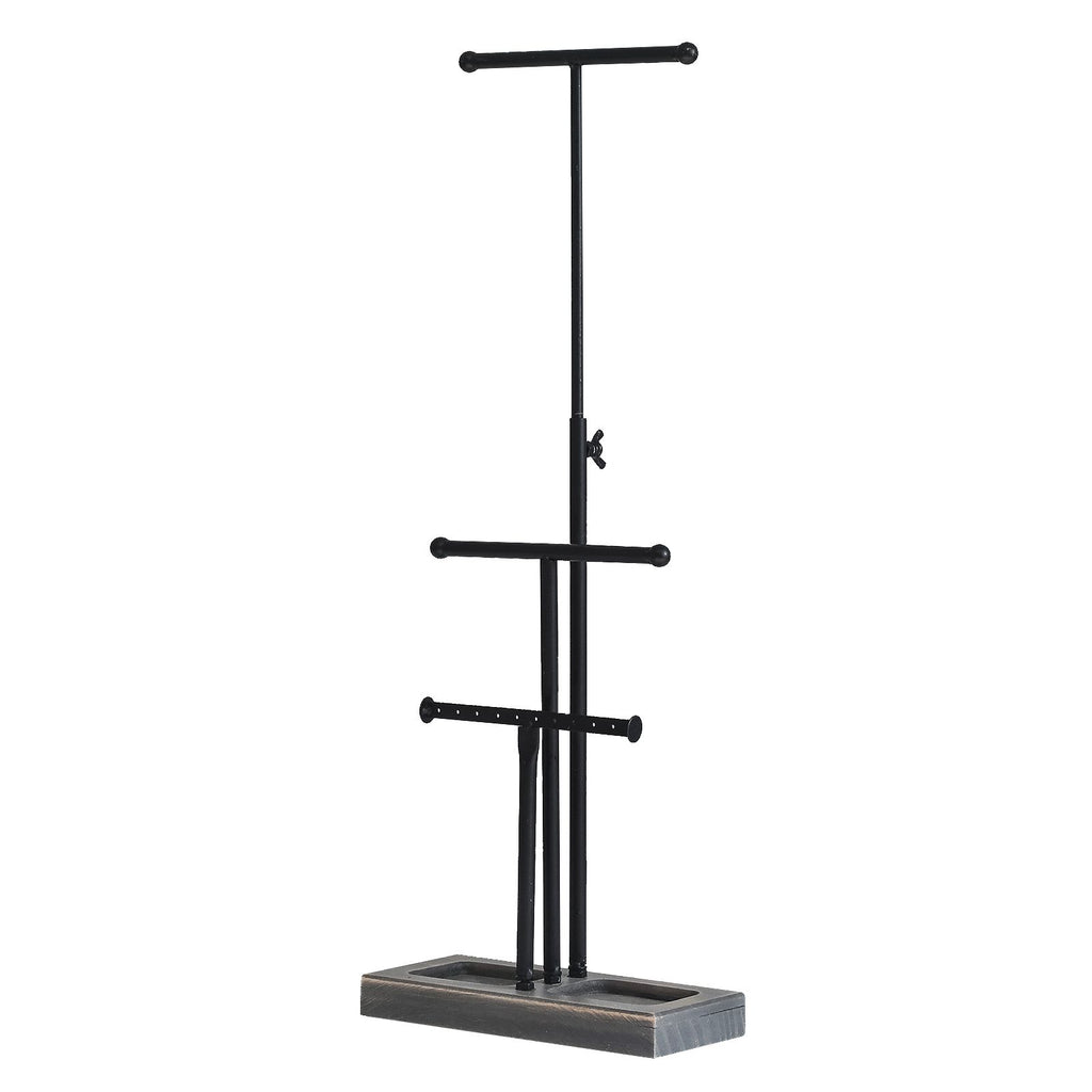 High Quality Jewelry Box Made Of Iron And Wood, 3-Layer Jewelry Rack - Black Grey