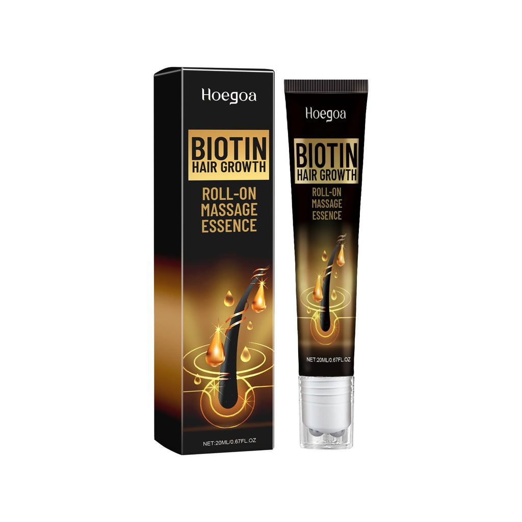 Hoegoa Biotin Roll On Massage Essence, Strong Hair Nourishing Hair Root Dry Hair Essence