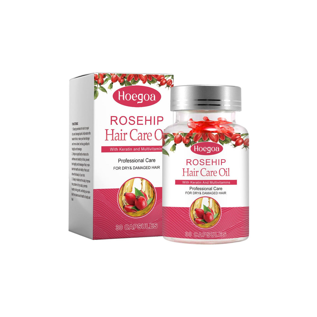 Hoegoa Rose Hip Oil Hair Care Capsule Scalp Massage Dry Hair Smooth Moisturizing Soft Hair Care Capsule