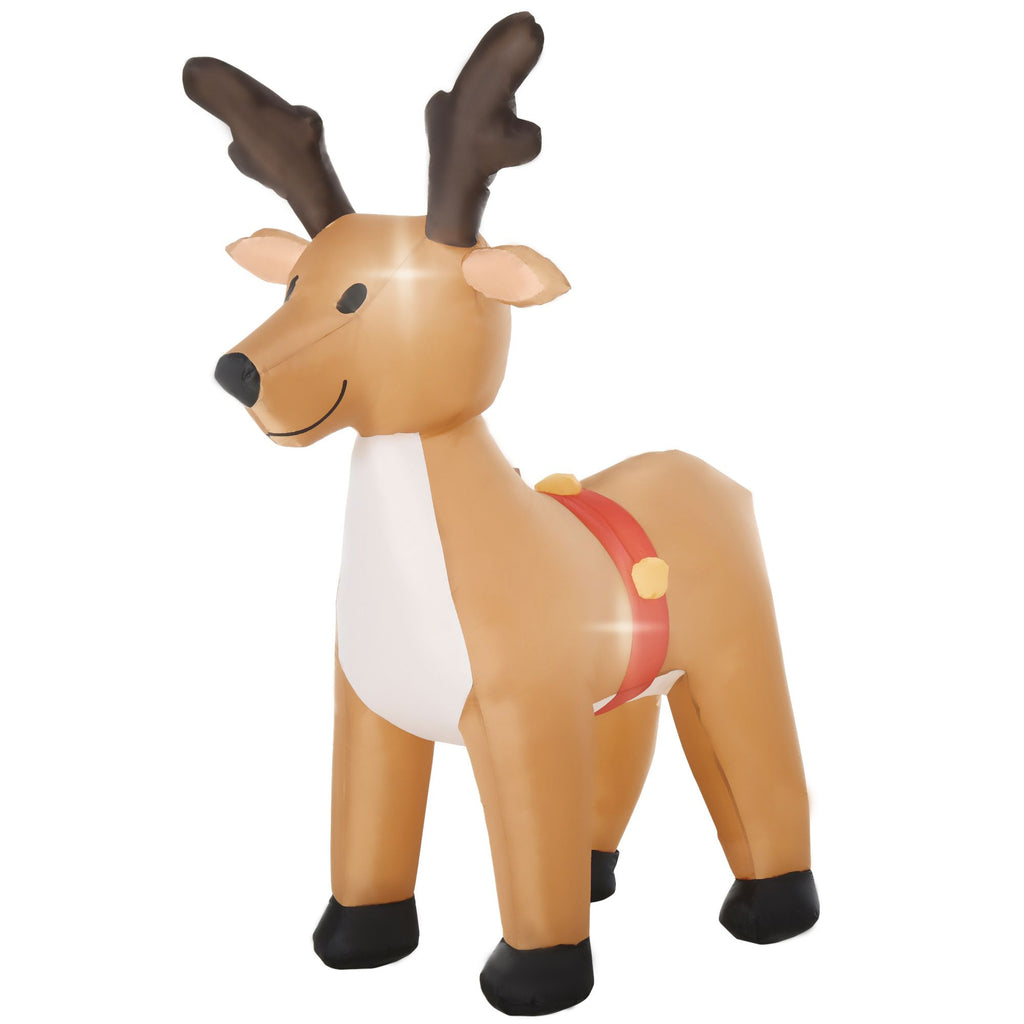 HOMCOM 6ft Christmas Inflatables Outdoor Decorations Reindeer, Blow-Up Yard Christmas Decor with LED Lights Display