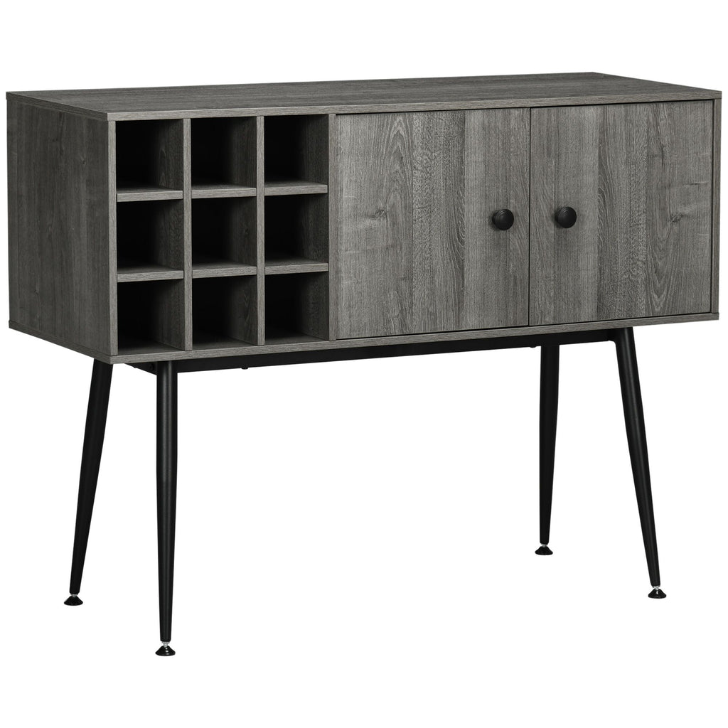 HOMCOM Coffee Bar Cabinet 9-Bottle Wine Rack and Adjustable Shelf, Sideboard Buffet Cabinet Wine Cabinet for Living Room