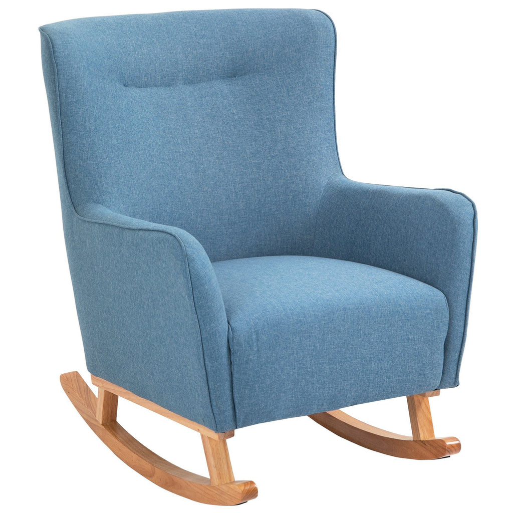 HOMCOM Modern Rocking Chair Sofa Armchair Modern Accent Chair, Blue