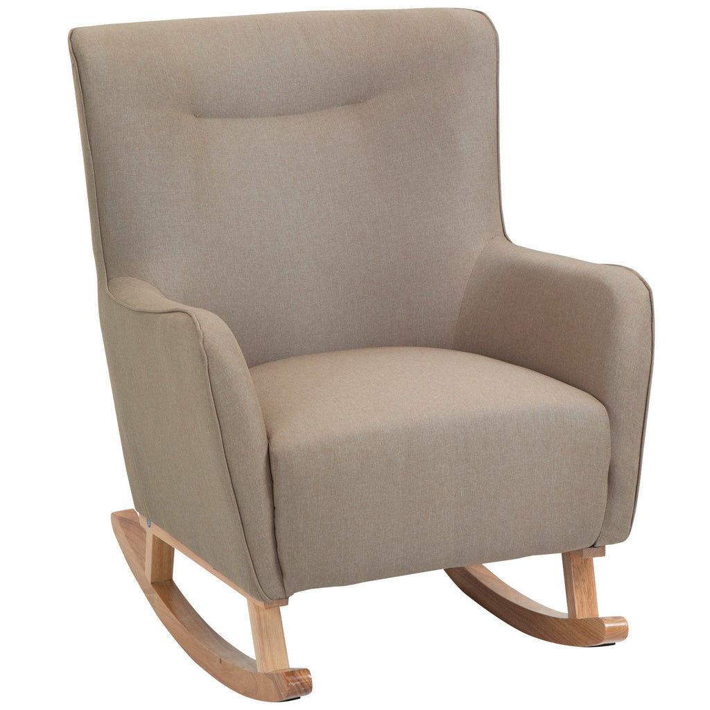 HOMCOM Modern Rocking Chair Sofa Armchair Modern Accent Chair, Greige