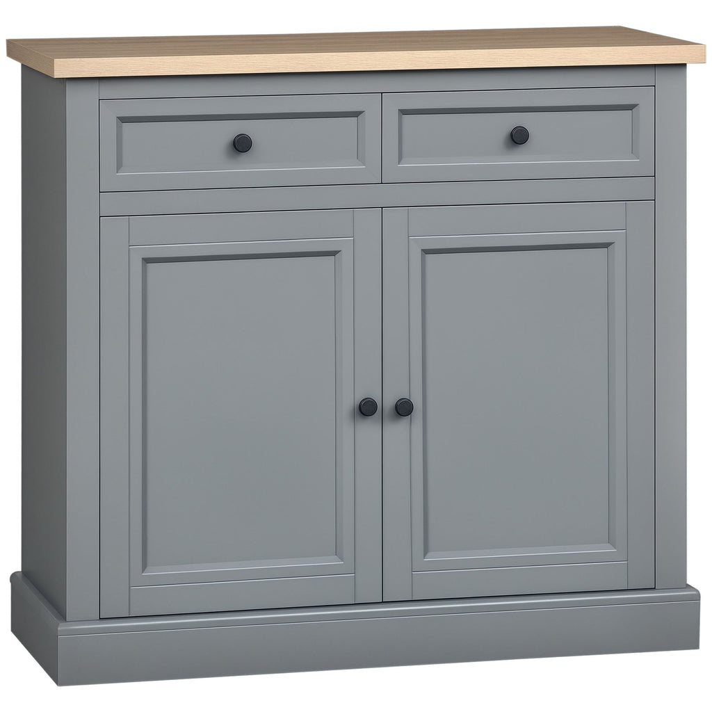 HOMCOM Sideboard Buffet Cabinet, Coffee Bar Cabinet with 2 Drawers and Double Door Cupboard for Kitchen, Living Room, Entryway, Dark Gray