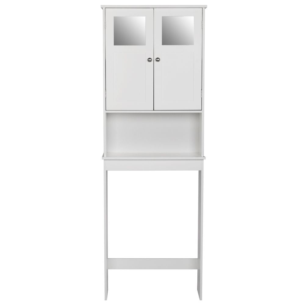 Home Over-The-Toilet Bathroom Storage Space Saver with Adjustable Shelf Collect Cabinet Double Doors White