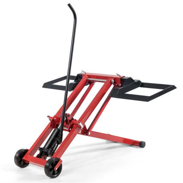 Hydraulic lawn mower jack is used for tractors and lawn mowers