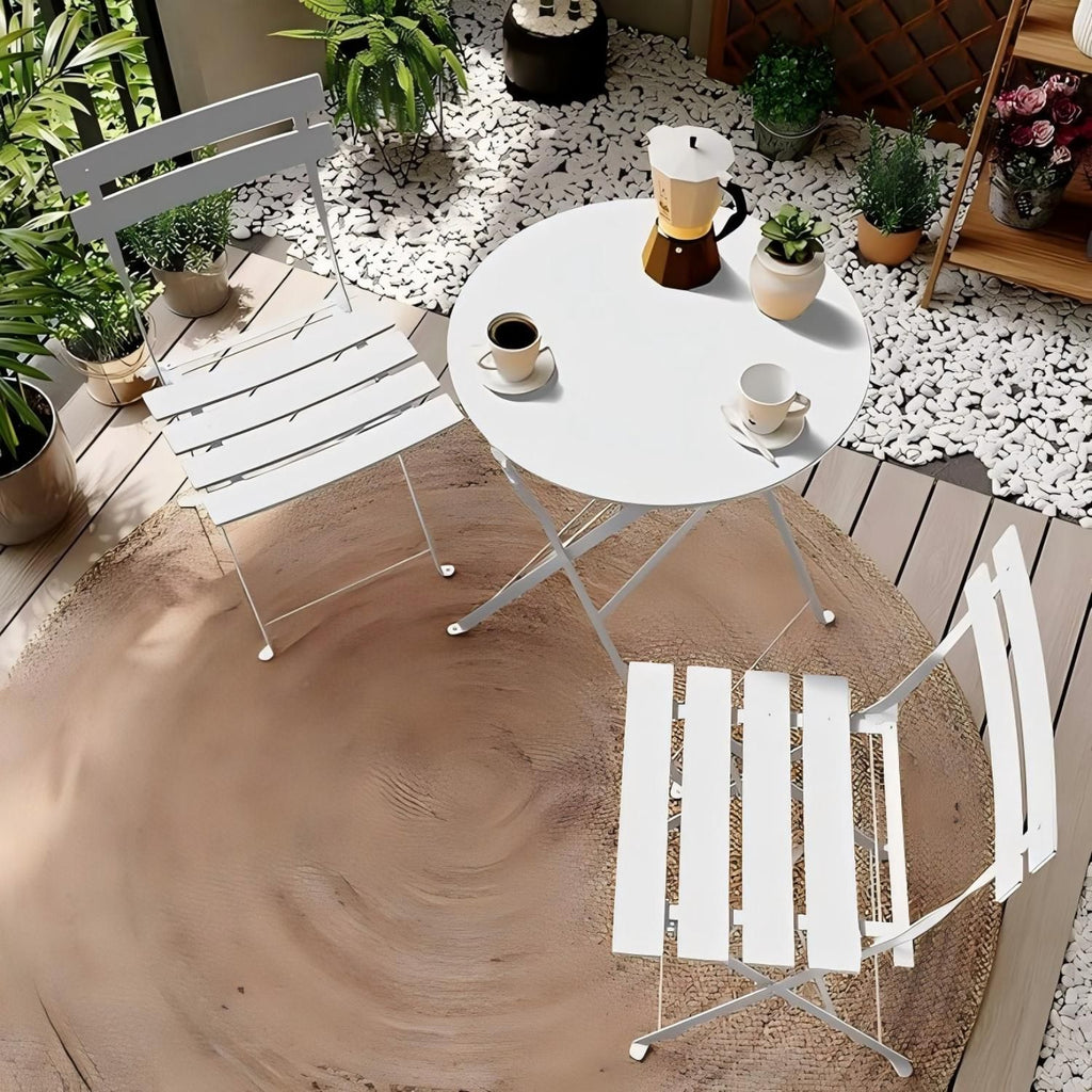 Indoor Outdoor 3-Piece Foldable Bistro Set Folding Outdoor Patio Furniture Sets 2 Chairs And 1 Table, Weather-Resistant Outdoor Indoor Conversation Set For Patio