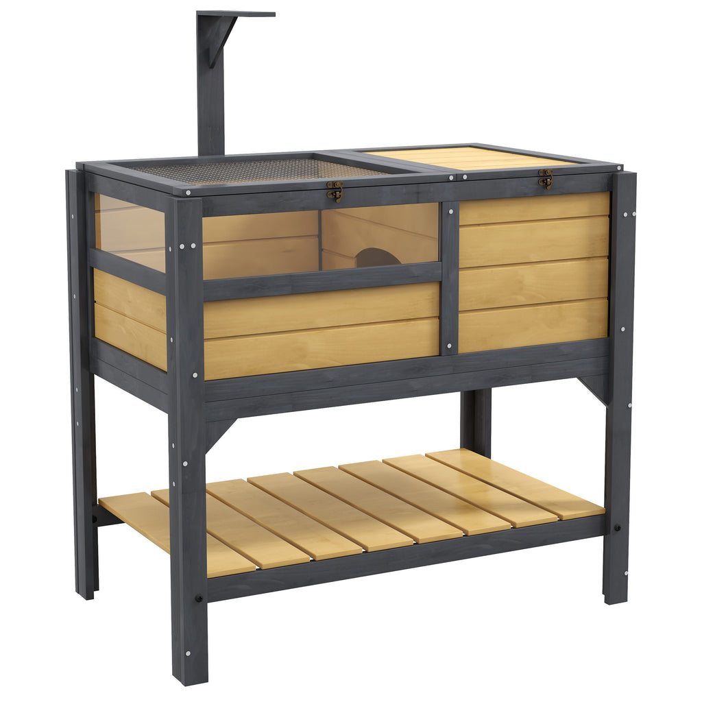 Indoor Tortoise Enclosure with Shelf Storage, Weather Protection Accessory, Yellow
