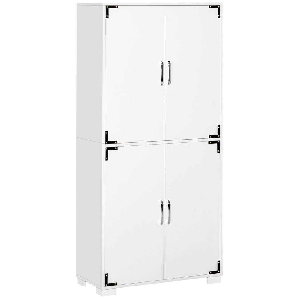 Industrial 4-Door Cabinet Pantry Cupboard Storage Shelves White