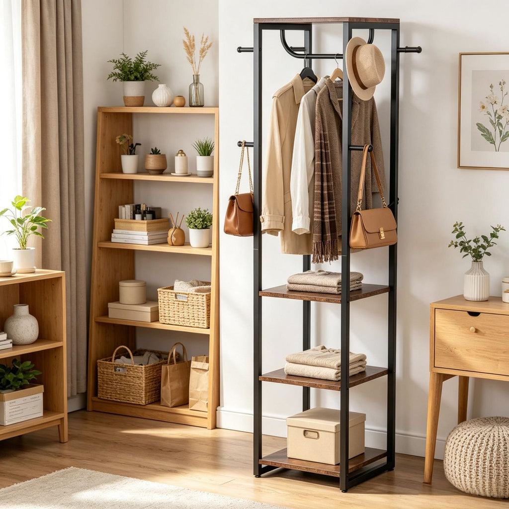 Industrial Style Coat Racks with 8 Hooks