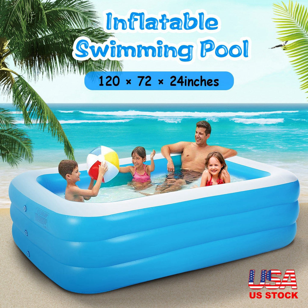Inflatable Swimming Pools Inflatable Lounge Pool for Kids Baby Adult Inflatable Water Ball Pool for Outdoor Garden Backyard Summer Water Party 120*72*24in(No shipments on weekends)
