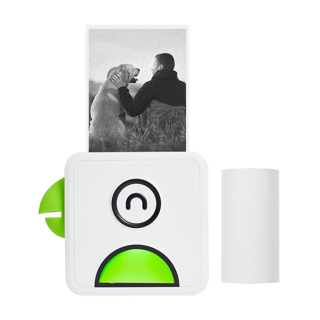 Inkless Photo Printer 203DPI Bluetooth Connection for Journal Crafts Travel Photos for Mobile Phone with 1 Roll Paper 57*30mm Green