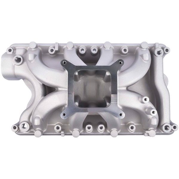 Intake Manifold Air Gap Single Plane for SBF Ford 351W Windsor V8 Silver 4033 DM-3316 Aluminum
