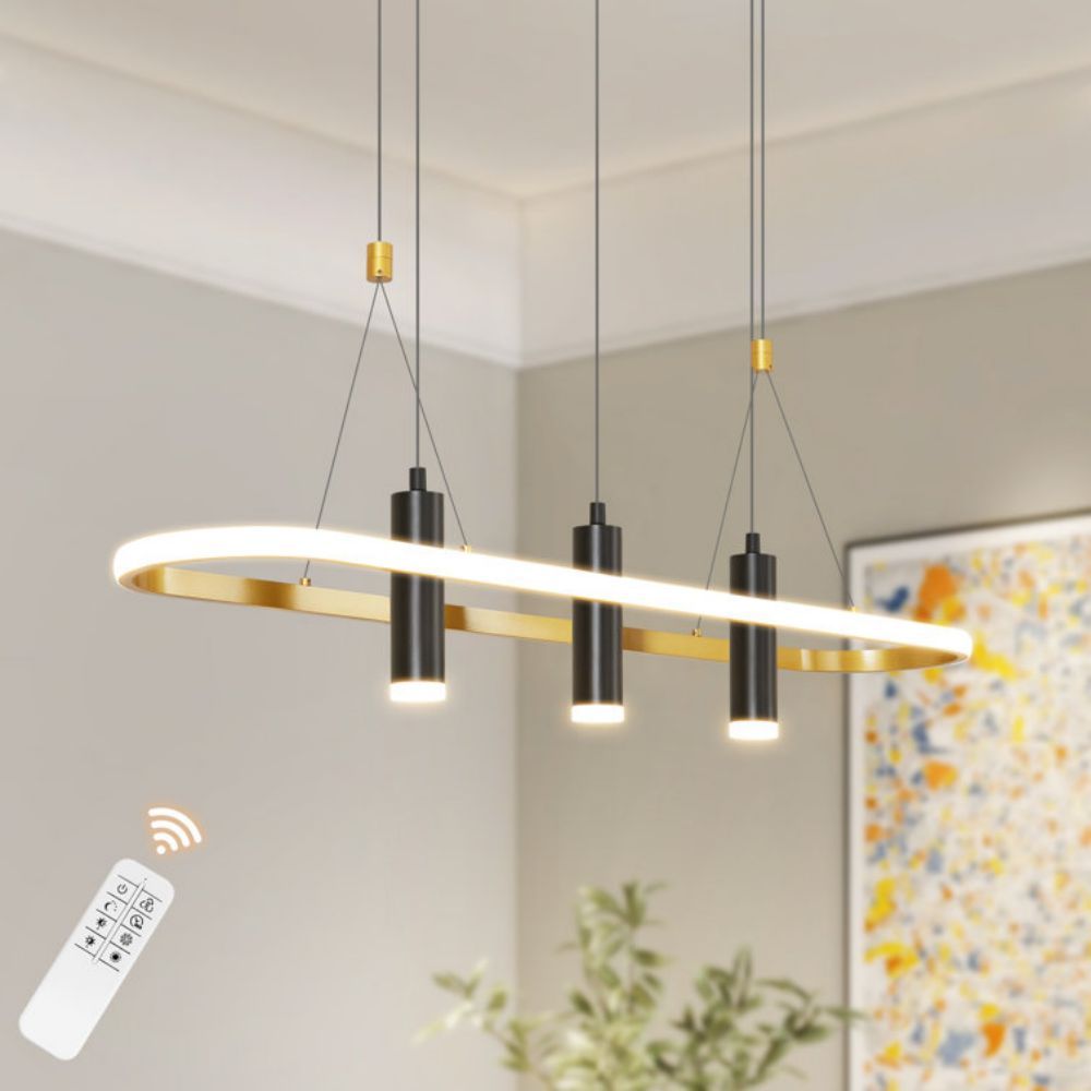 Javeriah 4 - Light Black/Gold Dimmable LED Pendant Light[No Bulb][Unable ship weekends, TK/TEMU only for pickup]