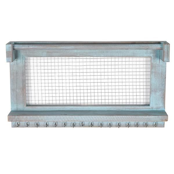 Jewelry Manager - Wall Mounted Jewelry Stand With Detachable Bracelet Bar, Shelf And 16 Hooks - Perfect Earrings, Necklaces And Bracelet Stand - Blue