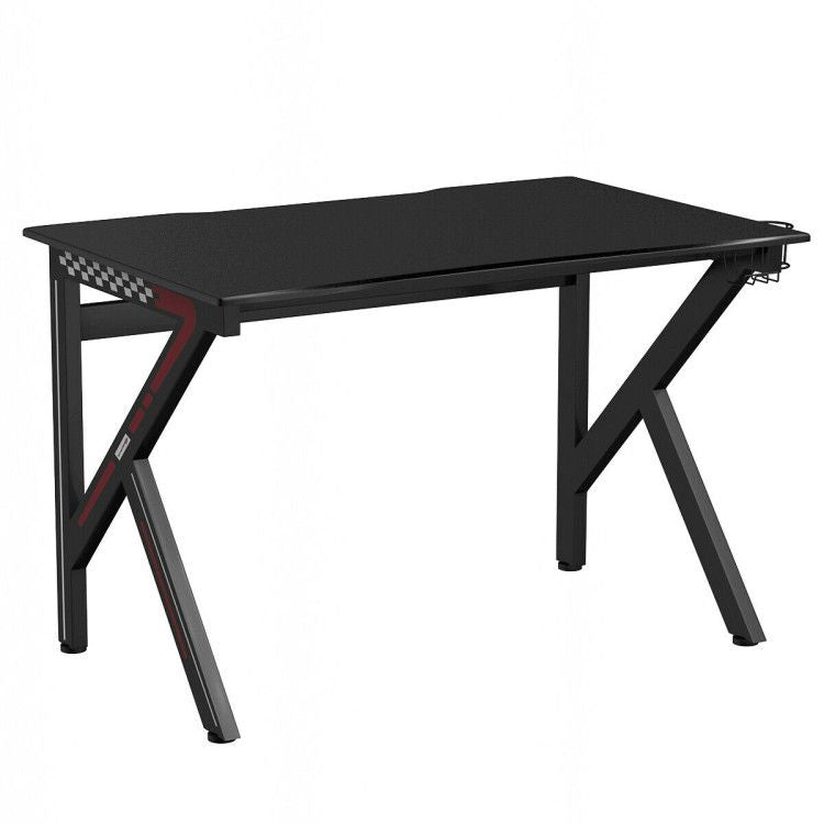 K-Shaped Gaming Desk with Cup Holder Headphone