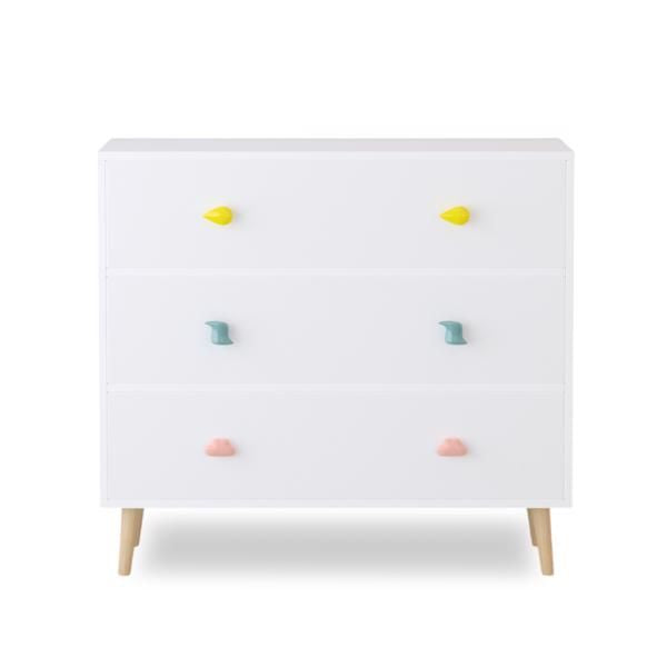 Kids 3 Drawer Dresser, Baby Nightstand for Bedroom, Storage Cabinet for Toddler Child for Living Room, Toddler Room, Nursery, Closet, Apartment (White)