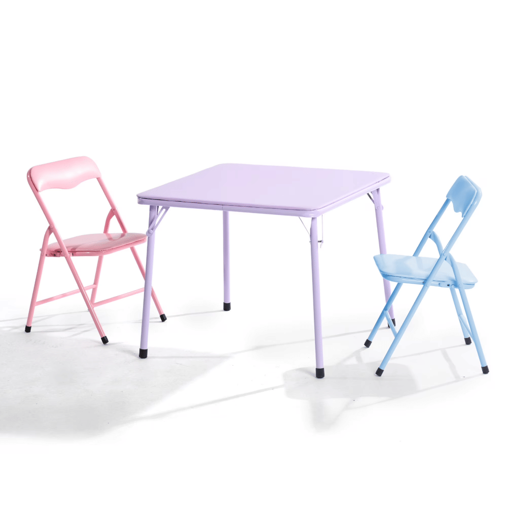 Kids Activity Table and 2 Chairs Set, 3-Piece Folding Play Table Set, Pastel Multicolor (Shipment from Walmart)