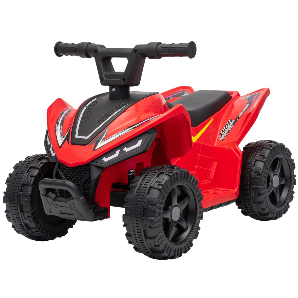 Kids ATV, 6V Battery Powered Kids Quad with 4 Wheeler, Handlebar Button Control, Max 1.2MPH, Max 55lbs Load, Red