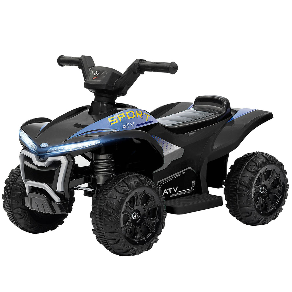 Kids ATV Quad, 6V Ride On Toy with Rechargeable Battery, Light, Forward & Reverse for Toddlers 1-3 Boys Girls, Black