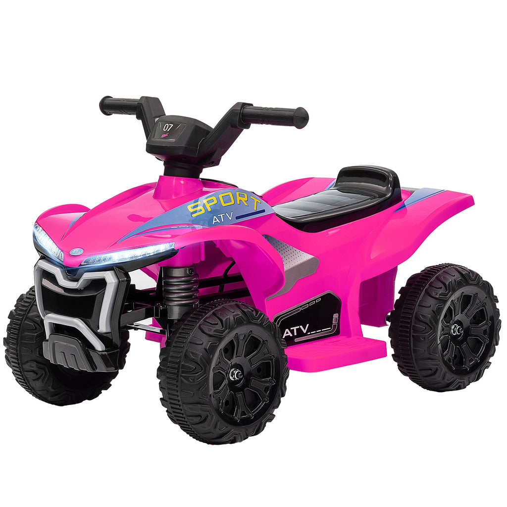 Kids ATV Quad, 6V Ride On Toy with Rechargeable Battery, Light, Forward & Reverse for Toddlers 1-3 Boys Girls, Pink
