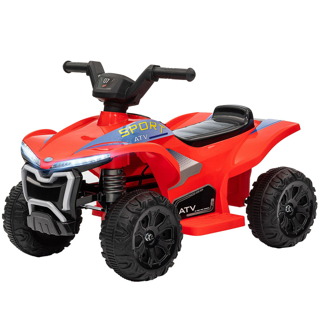 Kids ATV Quad, 6V Ride On Toy with Rechargeable Battery, Light, Forward & Reverse for Toddlers 1-3 Boys Girls, Red