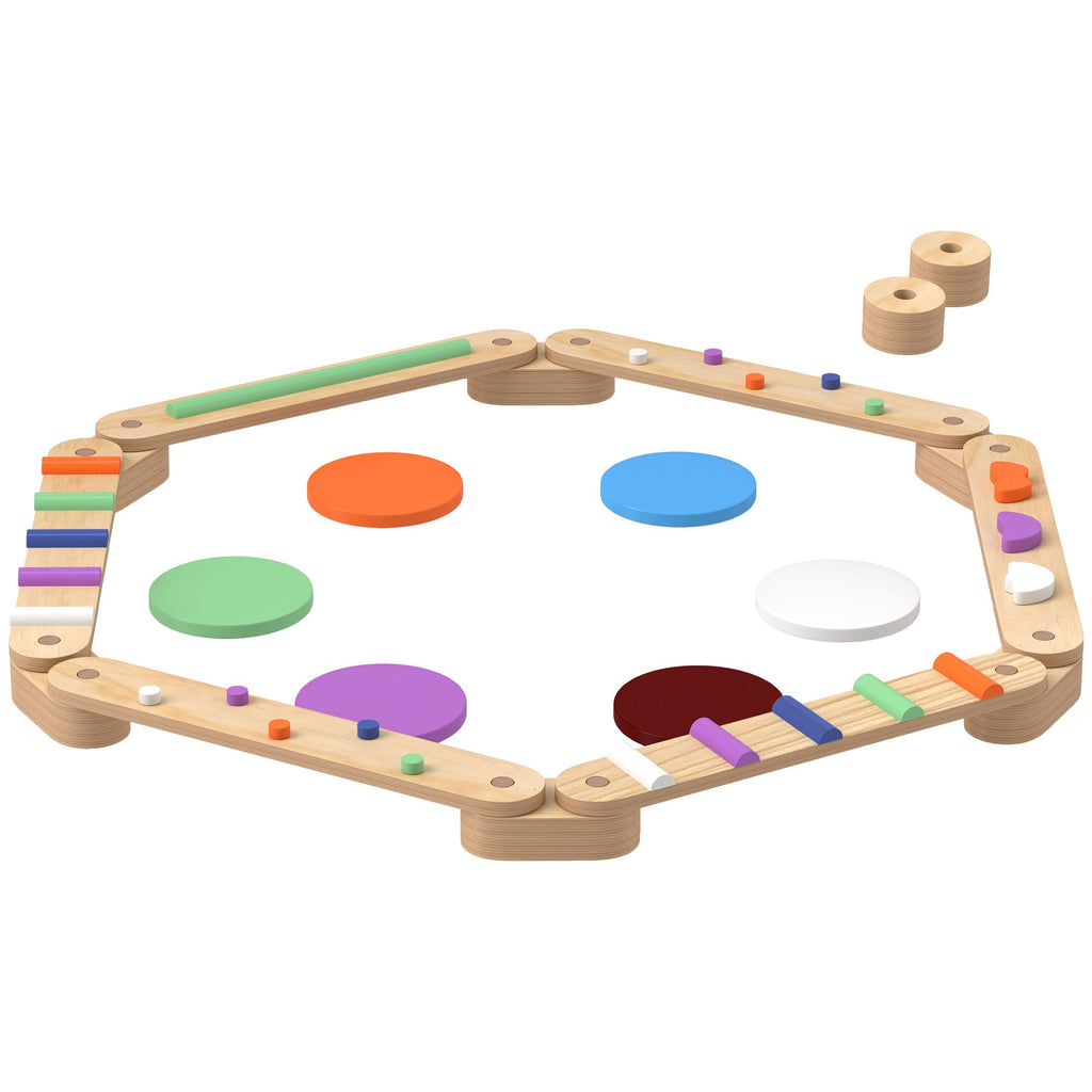 Kids Balance Beam, Wooden Balance Board with Stepping Stone for 3-8 Years