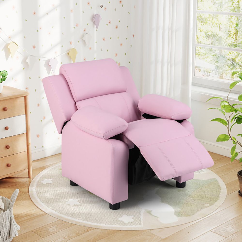 Kids Deluxe Headrest Recliner Sofa Chair with Storage Arms