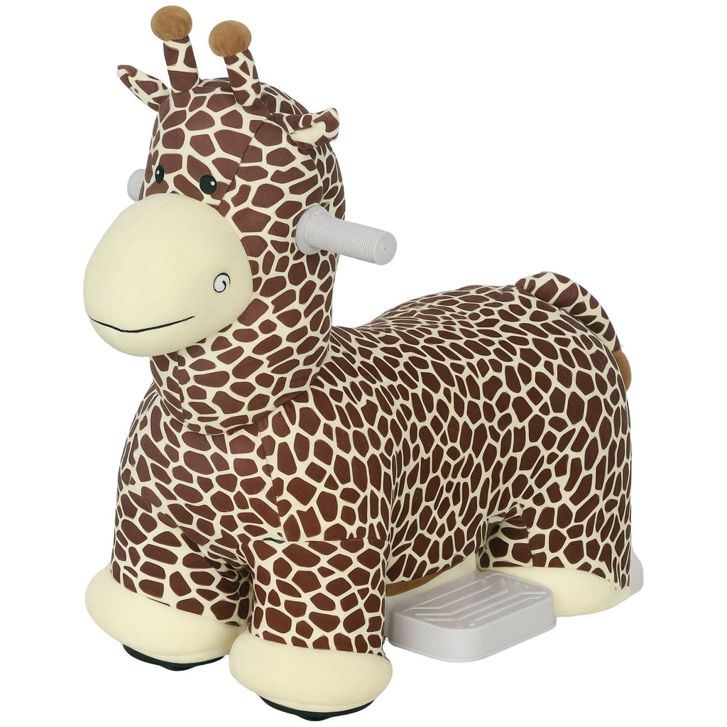 Kids Electric Ride On Giraffe, 6V Battery Powered Ride On Toy with Washable Cover, Music for 1.5-5 Years, Brown