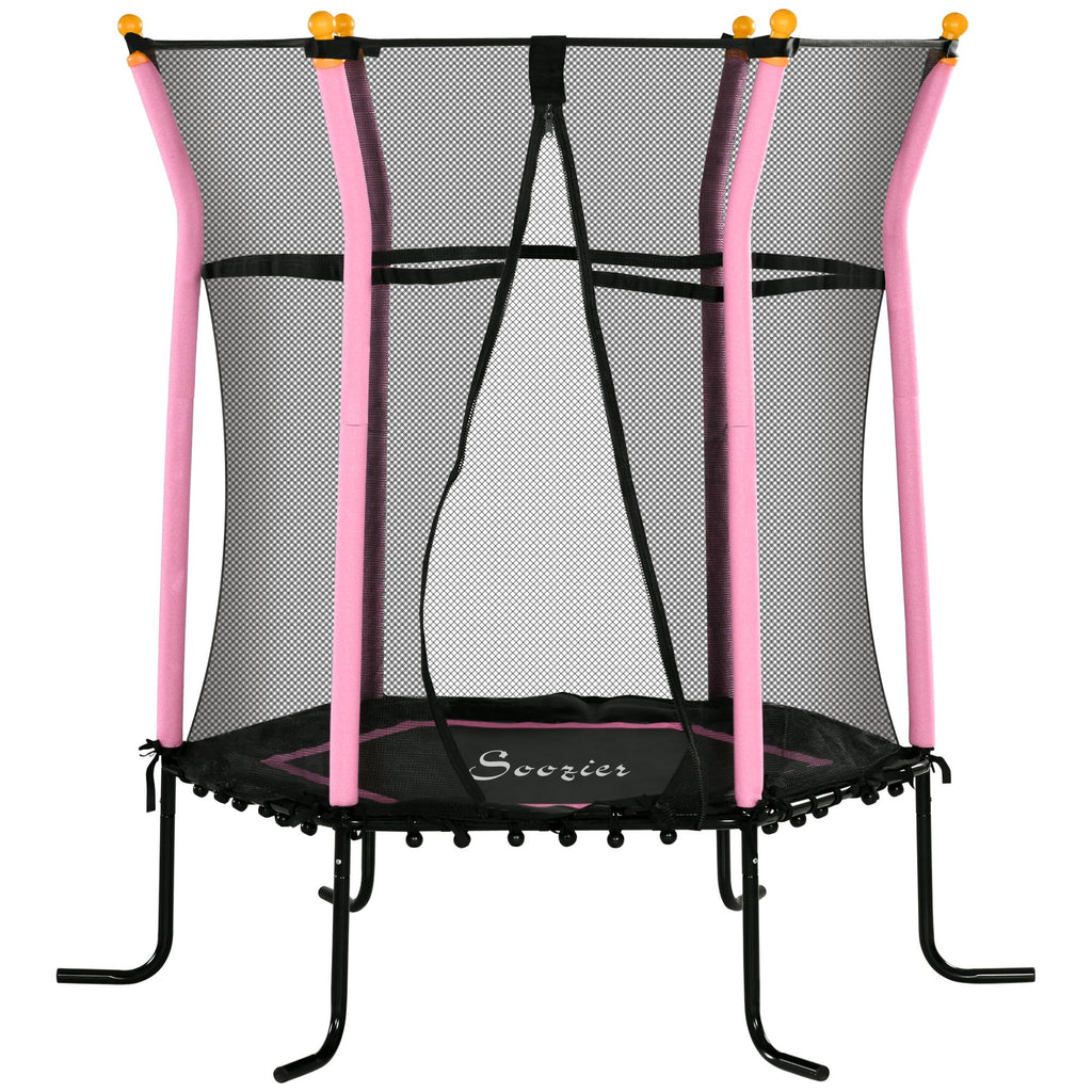 Kids Indoor/Outdoor Trampoline with Safety Net, Pink, for Active Play Fun