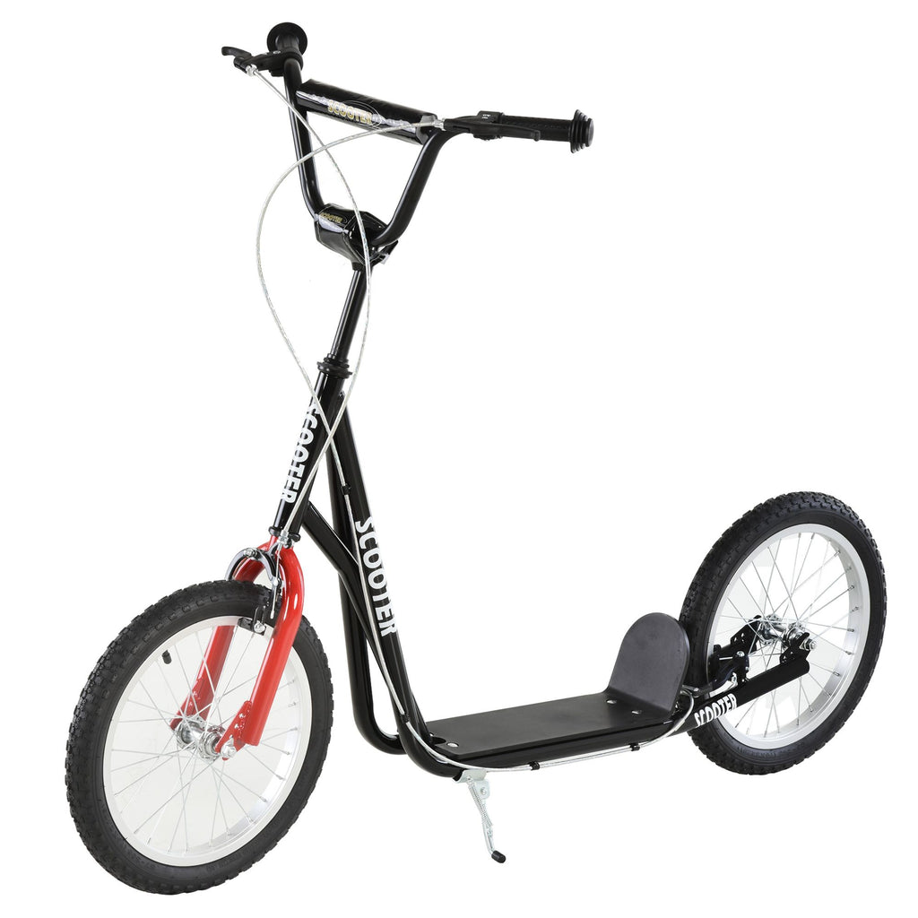 Kids Kick Scooter, Black, Adjustable Handlebar, Dual Rear Brakes, Inflatable Wheels