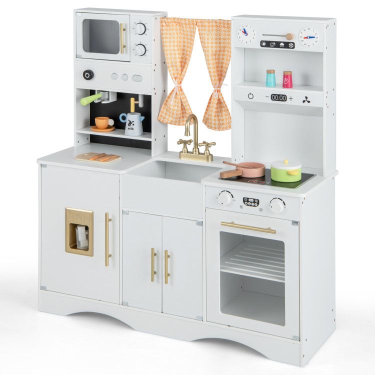 Kids Kitchen Playset with Microwave and Coffee Maker for Ages 3+