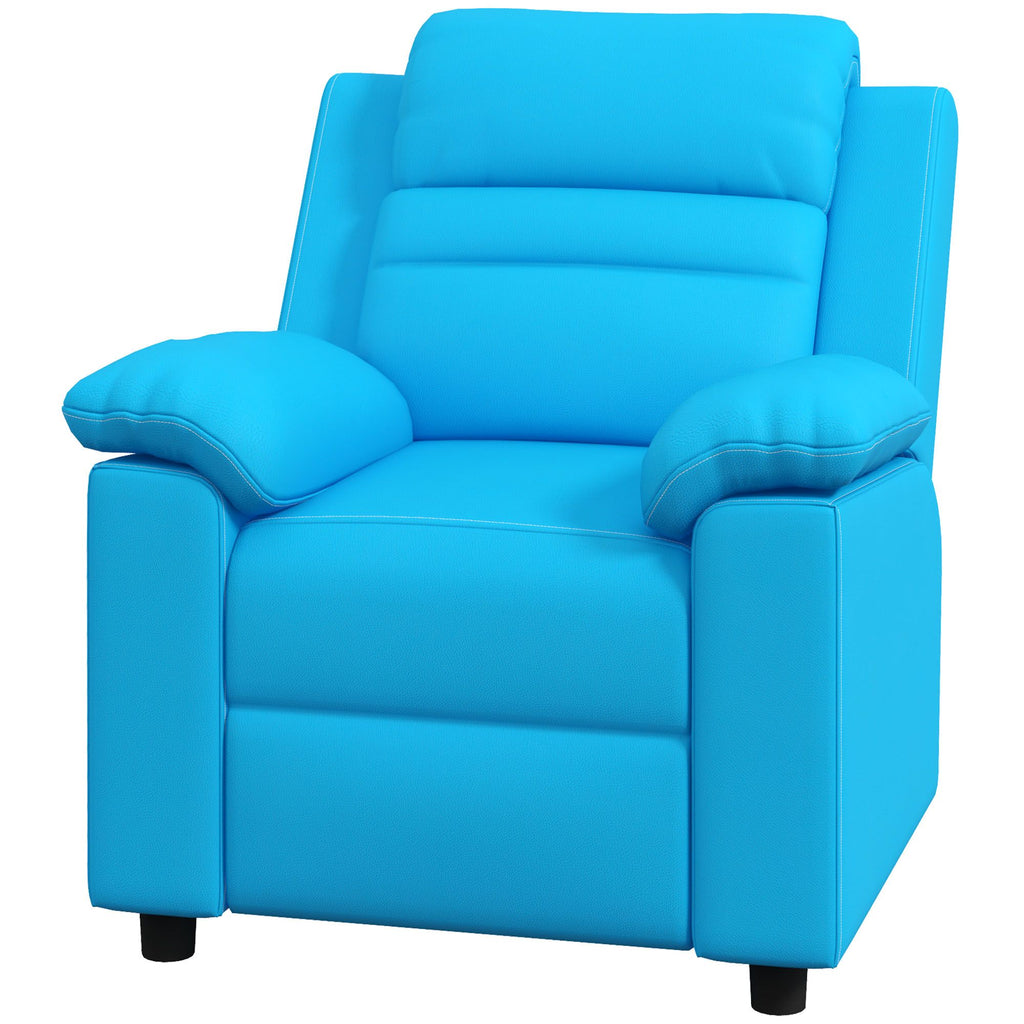 Kids Leather Recliner Chair with Armrest, Footrest, Headrest for Boys and Girls 3-9 Years Old, Blue