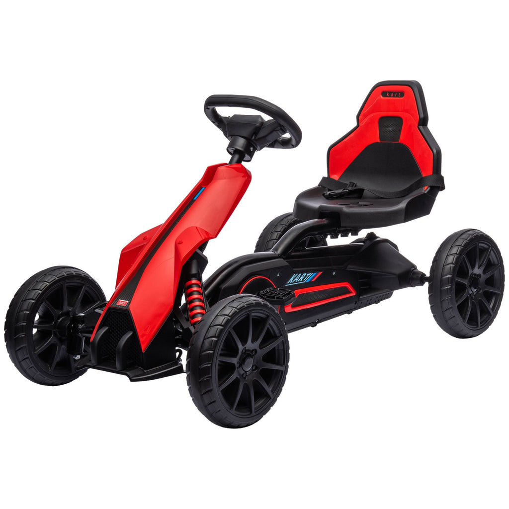 Kids Pedal Go Kart Outdoor Ride-on Toy with Adjustable Seat Swing Axle Handbrake Red for Boys and Girls 3-8 Years