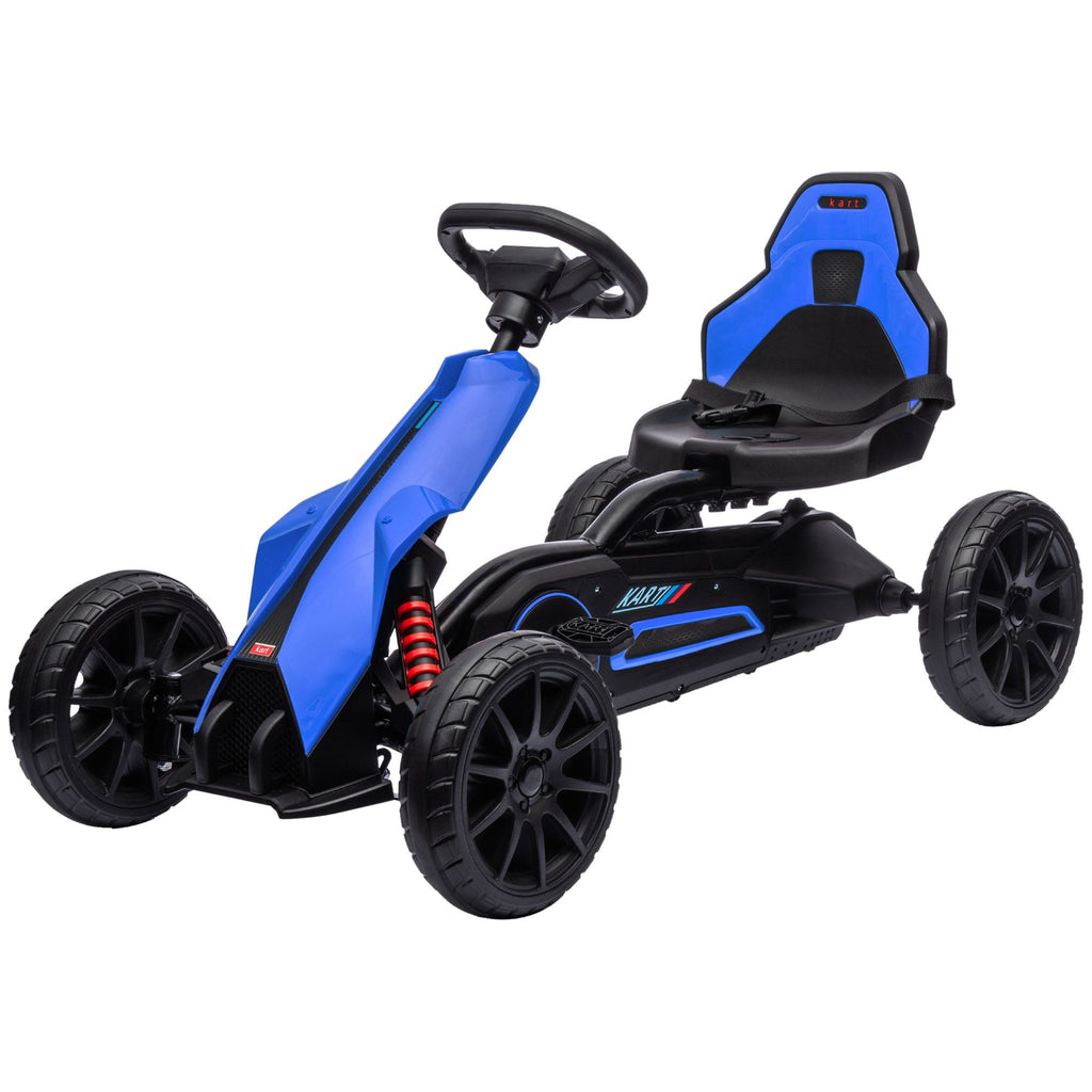 Kids Pedal Go Kart with Adjustable Seat Swing Axle Blue Outdoor Ride-on Toy