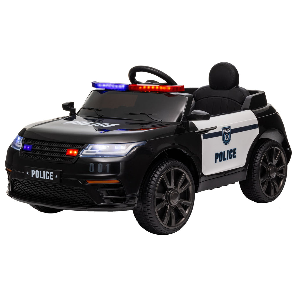 Kids Police Car Toy, 12V Battery Powered Ride-on Toys Cop Cars w/ 3 Adjustable Speeds & Remote for Ages 3+, Black