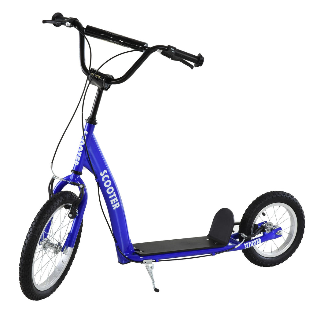 Kids Ride On Kick Scooter, Blue, Adjustable Handlebar, Dual Brakes, Inflatable Wheels, for Ages 5+