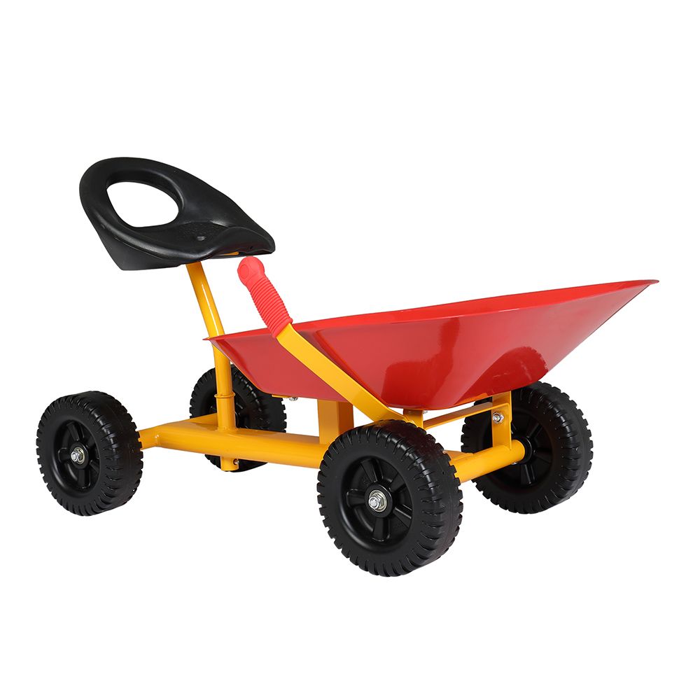 Kids Ride On Sand Dumper With Wheels, Outdoor Sandbox Toy Wheelbarrow For Kids Red