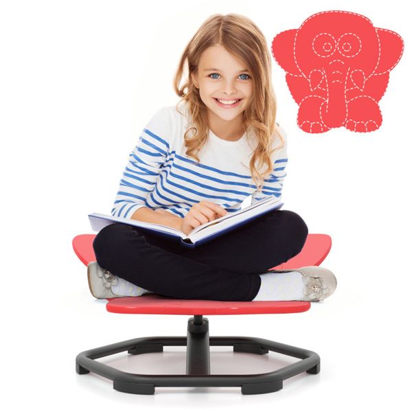 Kids Sensory Swivel Chair : 360° Spin, 220lbs Capacity, Elephant Design, PP/Metal, Anti-Slip Pads for Balance & Coordination