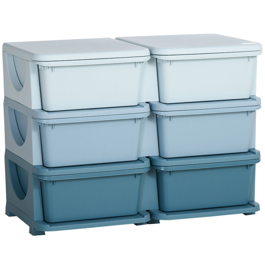 Kids Toy Storage Organizer, Blue with 6 Drawers, 3 Tier Units for Nursery, Playroom, Kindergarten