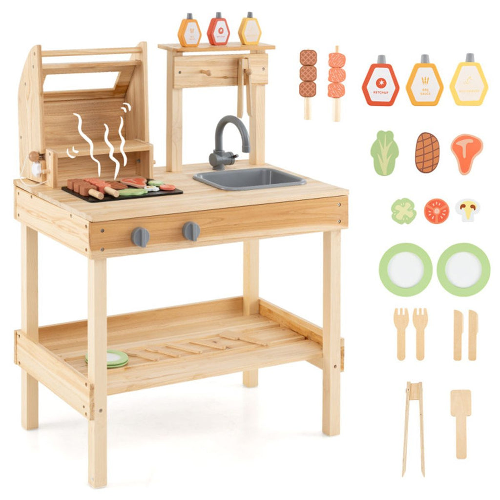 Kids Wooden Barbecue Grill Playset