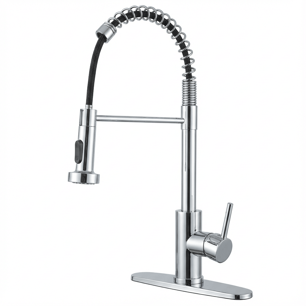 Kitchen Faucet with Pull Down Sprayer Industrial 1 Handle 1 Hole Or 3 Hole Faucet for Farmhouse Camper Laundry Utility Rv Wet Bar Sinks, Stainless Steel, Chrome[Unable ship on weekends, TK/TEMU only f