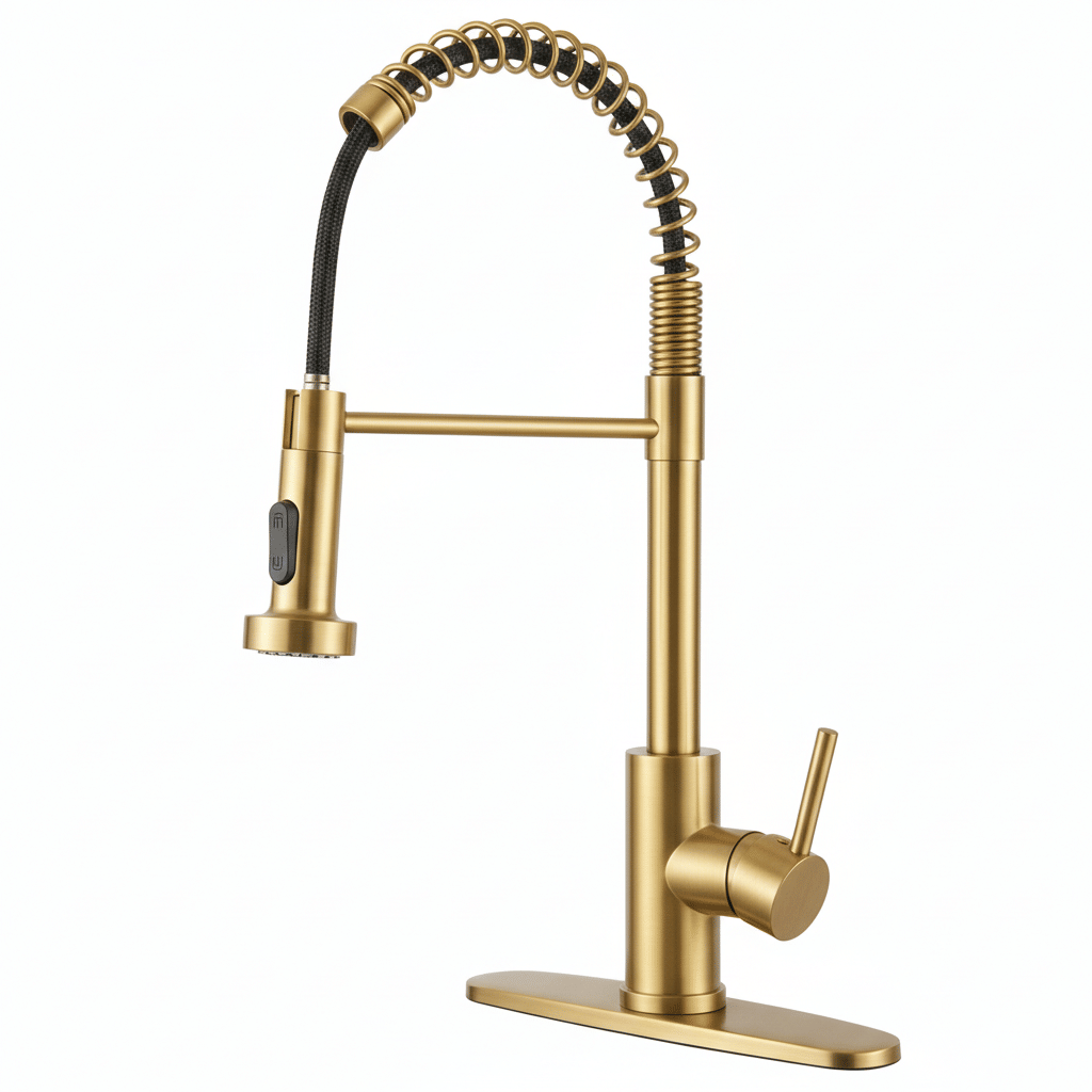 Kitchen Faucet with Pull Down Sprayer Industrial 1 Handle 1 Hole Or 3 Hole Faucet for Farmhouse Camper Laundry Utility Rv Wet Bar Sinks[Unable ship weekends, TK/TEMU only for pickup]