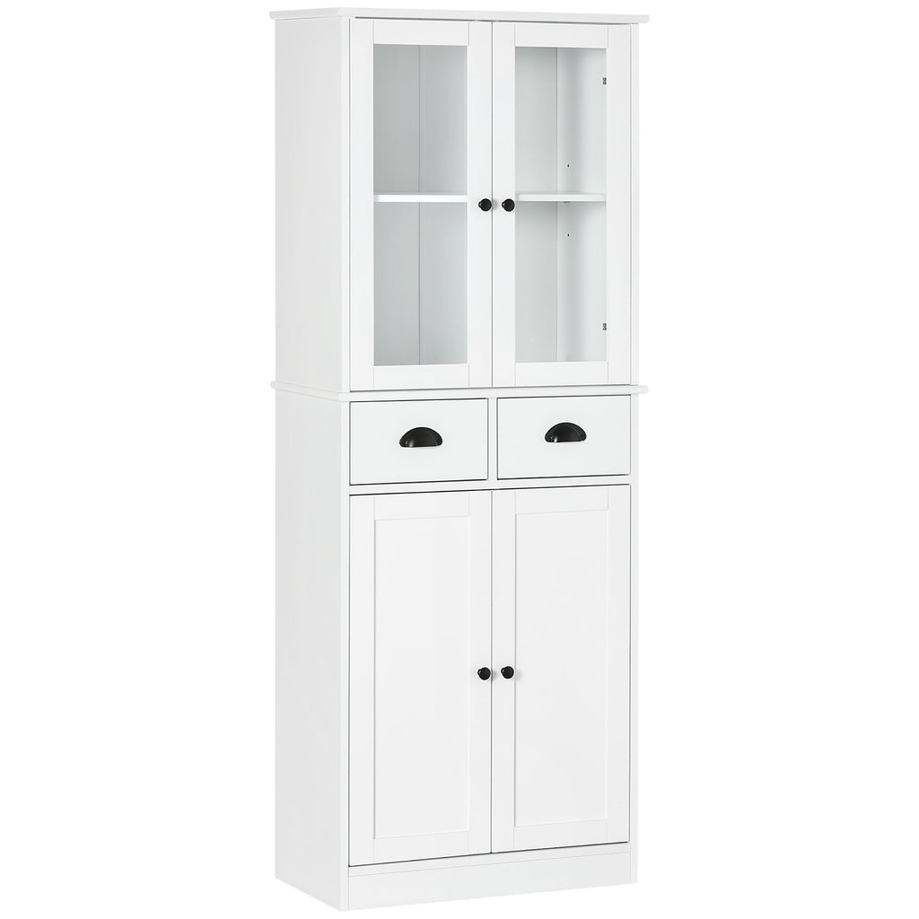 Kitchen Pantry Freestanding 61" Traditional Storage Cabinet Soft Close Doors Adjustable Shelves White for Home