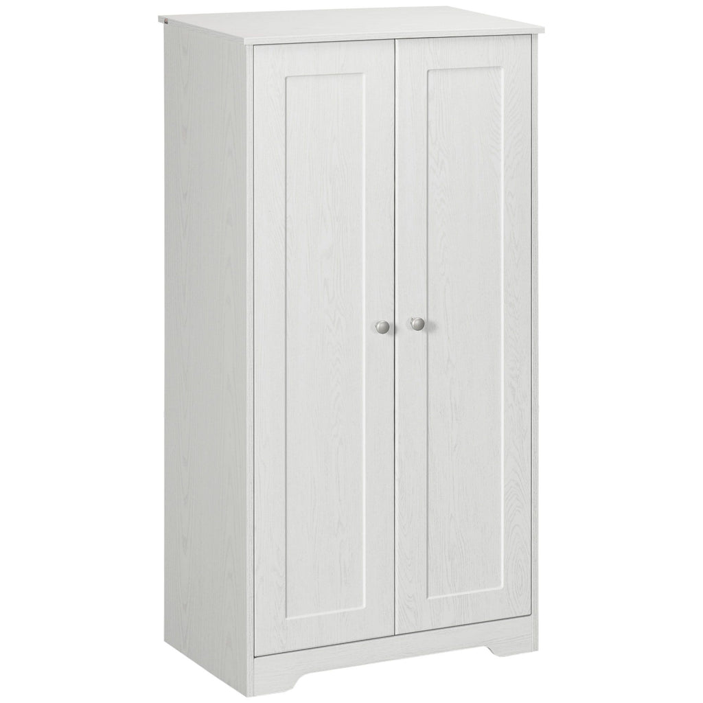 Kitchen Pantry, Freestanding Cupboard with 2 Doors, Adjustable Shelves for Living Room, Dining Room & Bedroom, White