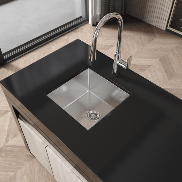 Kitchen Sink 18" x 18" Multifunctional Undermount Workstation Kitchen Sink S304 Stainless Steel Handmade Modern Single Bowl Kitchen Sink (Sink Only)[Unable to ship on weekends]