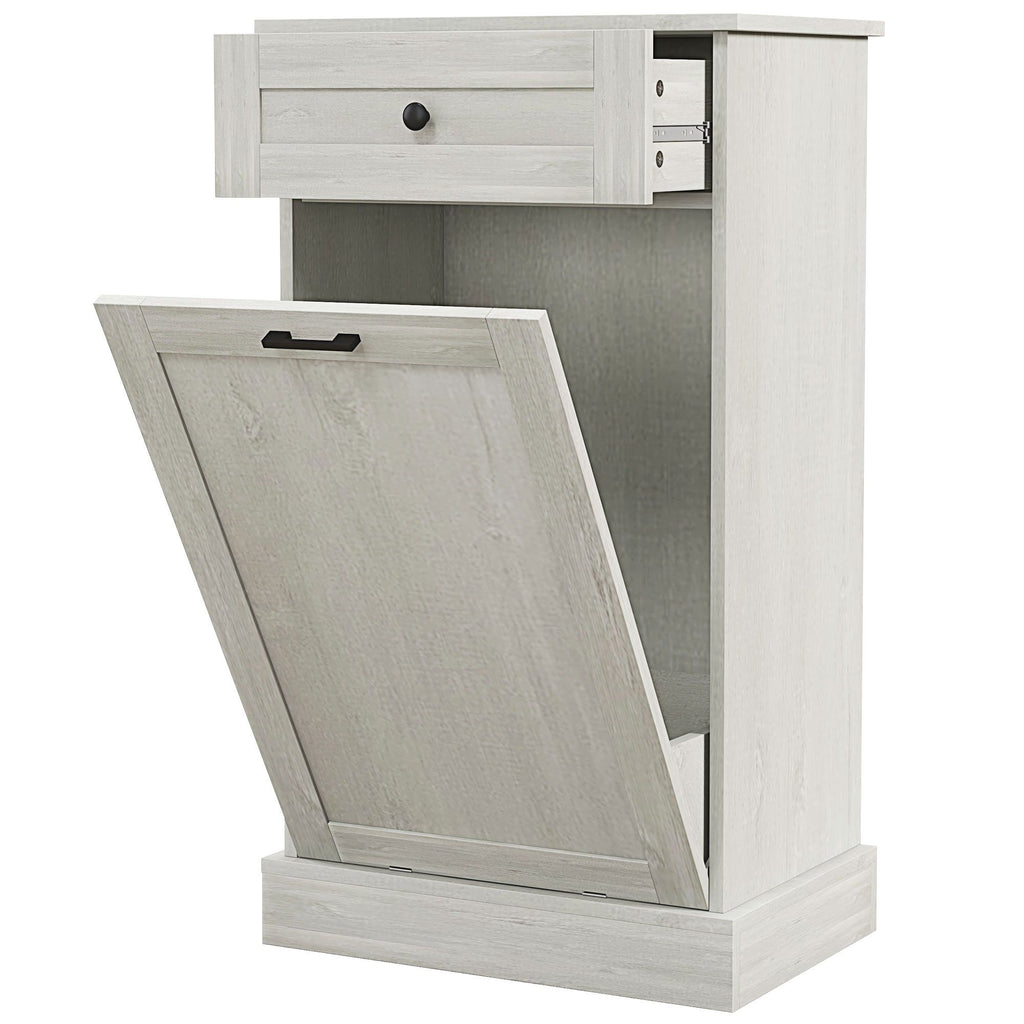 Kitchen Tilt Out Trash Bin Cabinet Free Standing Storage Cabinet with Drawer, Gray