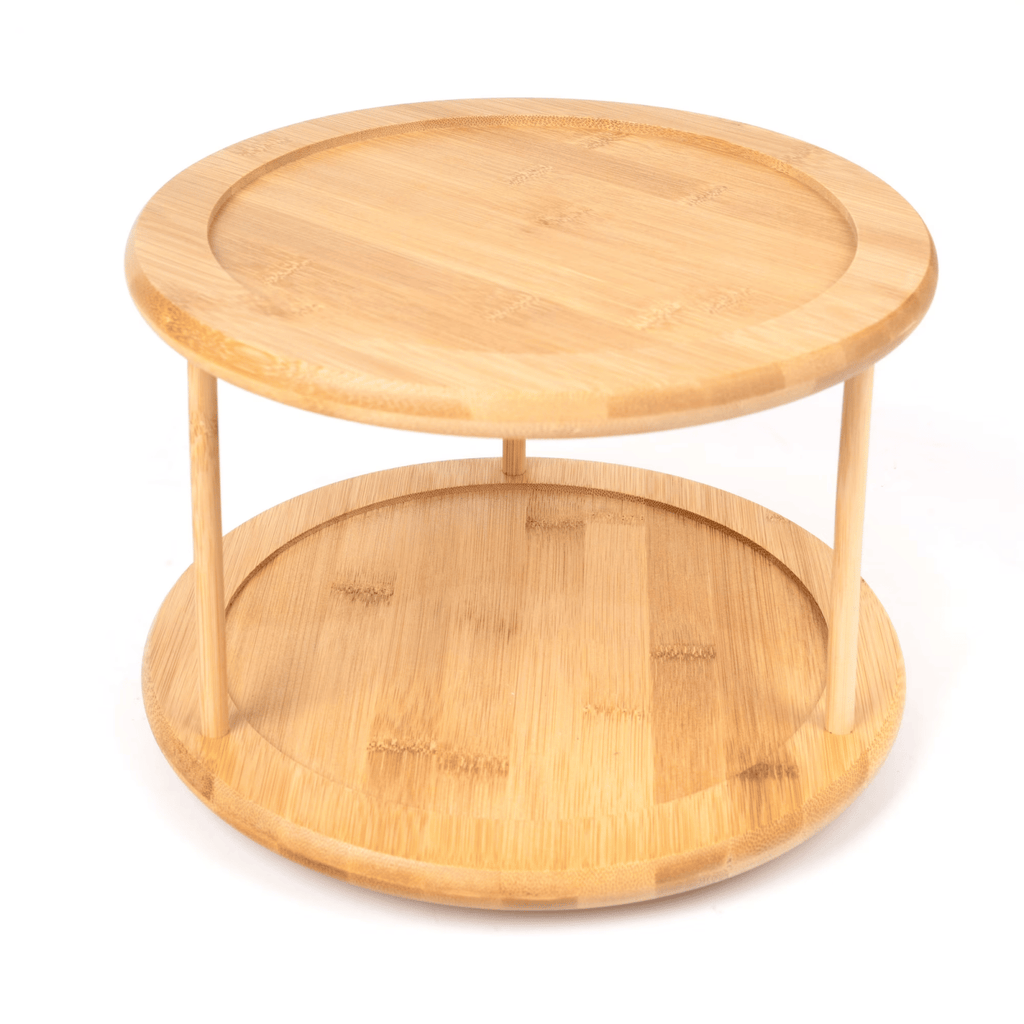 KitchenOrganizer Bamboo Turntable 2-Tier Spice Rack, 10.04 DIA x 6.89 in